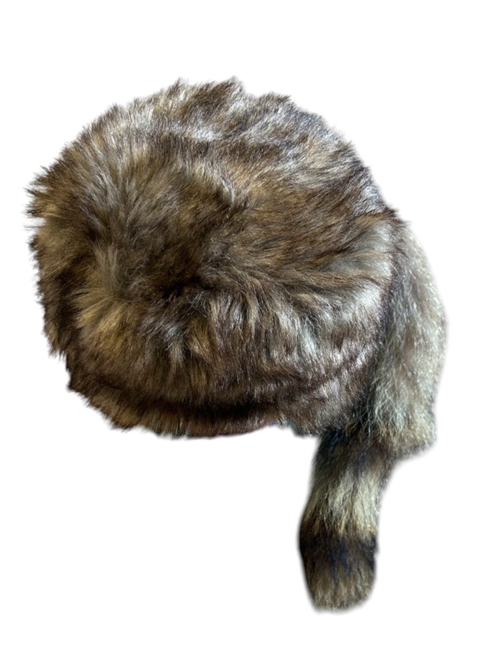 Daniel Boone Davy Crockett Style Raccoon Tail Hat Faux Fur Trapper Cap - Picture 3 of 7